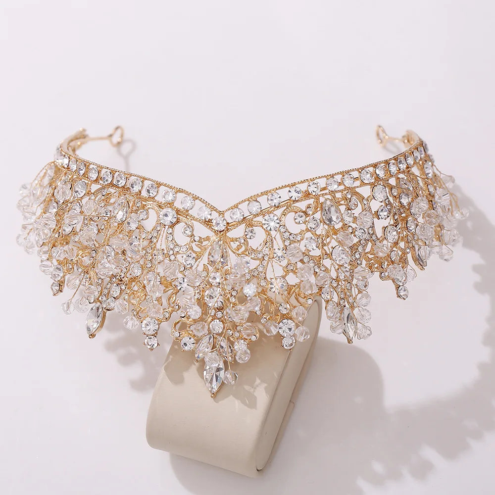 Baroque Crowns And Tiaras For Wedding Bride Headdress Crystal Princess Queen Crowns For Women Pageant Prom Bridal Tiara Jewelry as picture 3