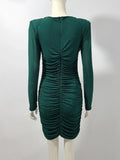 Rhinestone Long Sleeve Sexy Mini Dress For Women Fashion Shawl Collar Bodycon Club Dress Elegant Female Party Clothes