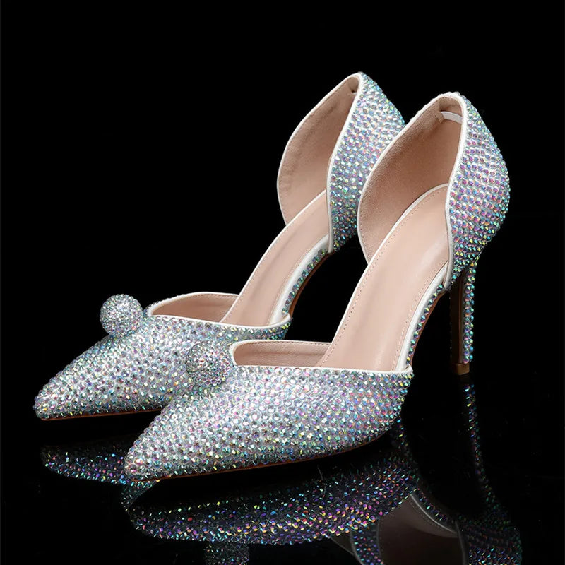 Luxury Handmade All Rhinestones Women Pumps Runway style Spring Summer Fashion Wedding Thin High Heels Lady Party Banquet Shoes