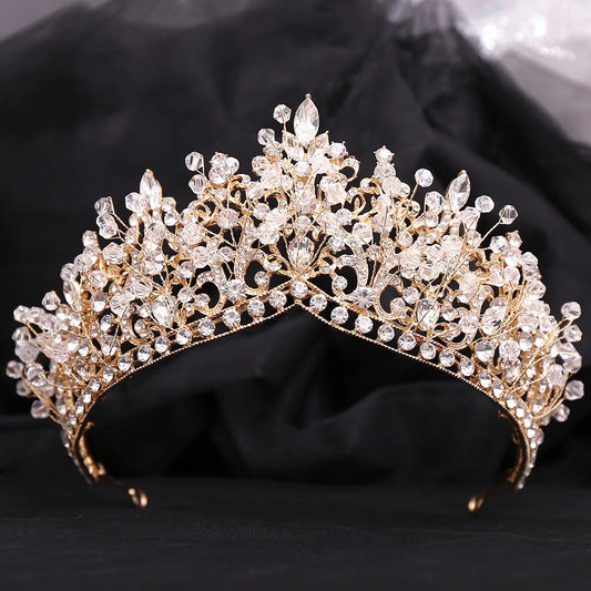 Baroque Crowns And Tiaras For Wedding Bride Headdress Crystal Princess Queen Crowns For Women Pageant Prom Bridal Tiara Jewelry