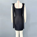 Black Color Women Sleeveless Square Collar Shinning Crystal Bodycon Mini Bandage Dress Nightclub Party Celebrate Birthday Wear