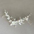 Gold Silver Color Headpiece Headband Hair Comb Pin Clip For Brides Porcelain Flower Hairpin Wedding Accessories Bridal Jewelry silver color a