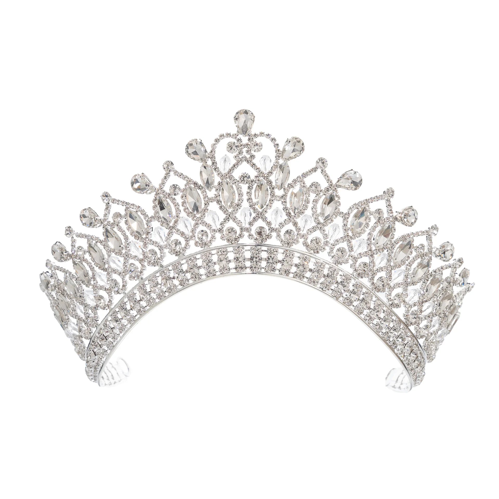Baroque Queen Crowns For Wedding Crystal Bridal Tiara Crown For Pageant Miss Universe Party Prom Wedding Hair Jewelry Headdress Blue Zinc Plated
