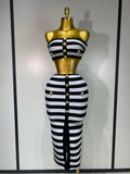 Women Sexy Off Shoulder Striped Button Two Piece Mini Bandage Set Celebrity Designer Evening Party Luxury Birthday Outfit black