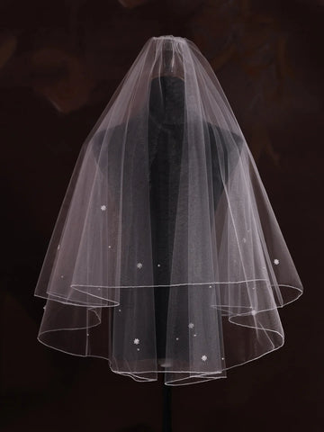 Flower Pearl Bridal Veil Short Wedding Veils For Brides Evening Dinner Party Dress Women Girl Gifts Hair Accessories Jewelry a