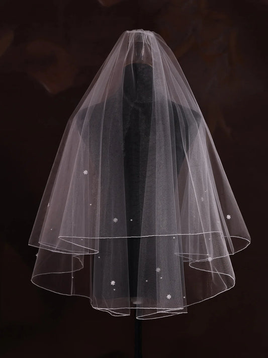 Flower Pearl Bridal Veil Short Wedding Veils For Brides Evening Dinner Party Dress Women Girl Gifts Hair Accessories Jewelry a