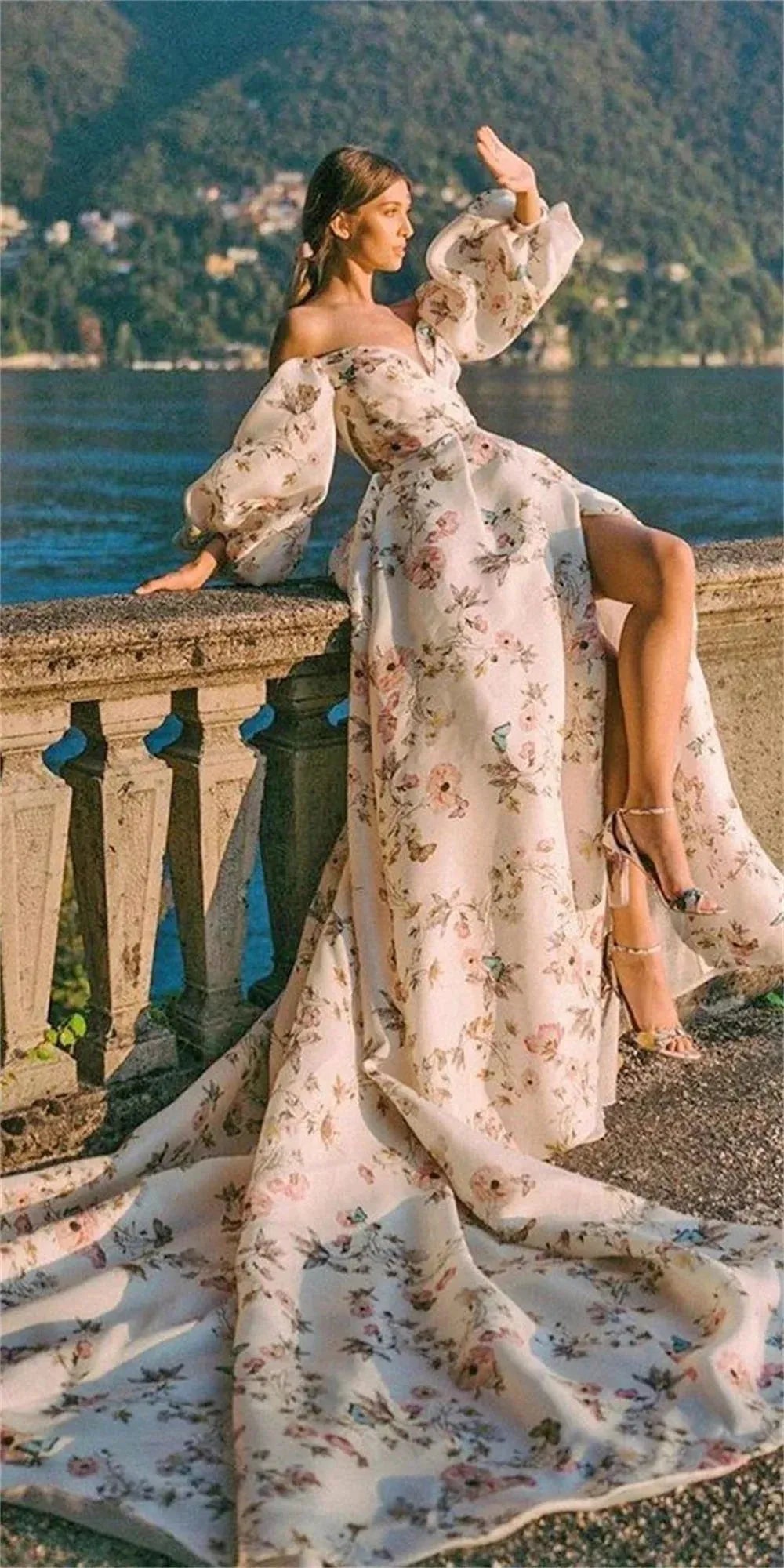 Champagne Floral Dress Long Brown Dress Fall Wedding Wedding Dresses 2019  Guest Semi Formal Dresses Guest