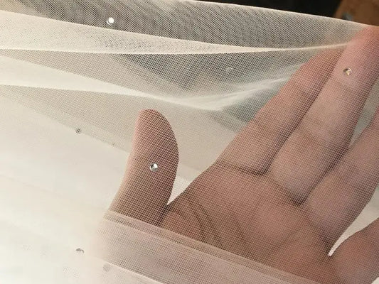 Crystal Wedding Veil, Circle Drop Veil, 1 Tier Wedding Veil with Scattered Rhinestone Crystals no Comb white 250cm