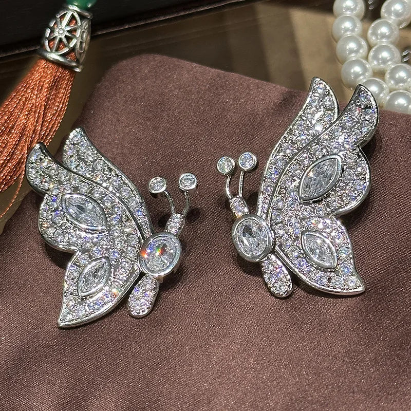 High Quality Butterfly Zircon Bridal Earrings CZ Zirconia Wedding Earring For Women Bride Accessories Party Dinner Dress Jewelry