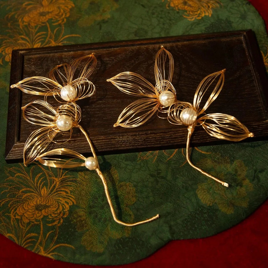 Gold Color Hair Pin Clip Pearl Head Piece For Bride Bridesmaids Handmade Hairpin Bridal Jewelry Wedding Accessories