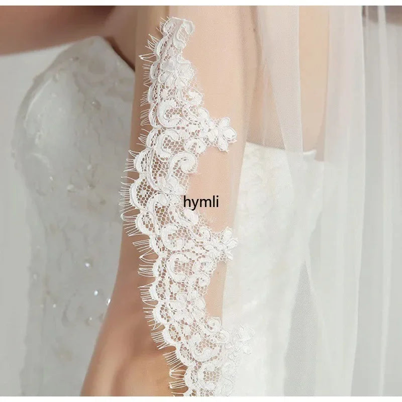1 Layer Wedding Veil Fingertip Length Bridal Veil with Metal Comb Wedding Accessories