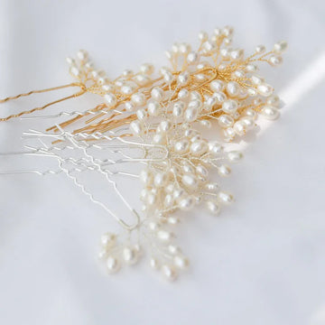 Wedding Accessories Freshwater Pearls Hair Pins Clips Vintage Gold Silver Color Hairpins For Brides Head Pieces Bridal Jewelry