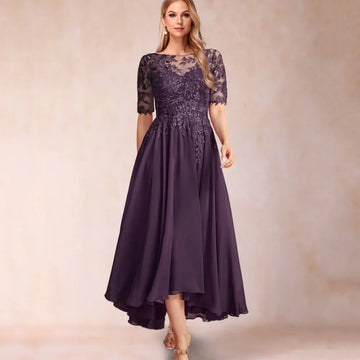 Customized Mother of Dresses Vintage A Line Applique Evening Gowns Tea-length Formal Bride Party Dress robes invitée mariage picture color