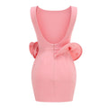 Summer Pink Color Women Sleeveless Sexy O-Neck Backless Bodycon Mini Dress Celebrate Girls' Birthday Party Outfit Vestido