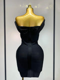 Fashion Sexy Strapless Black Off-shoulder Mini Bodycon Bandade Dress Celebrity Cocktail Party Luxury Birthday Club Dresses