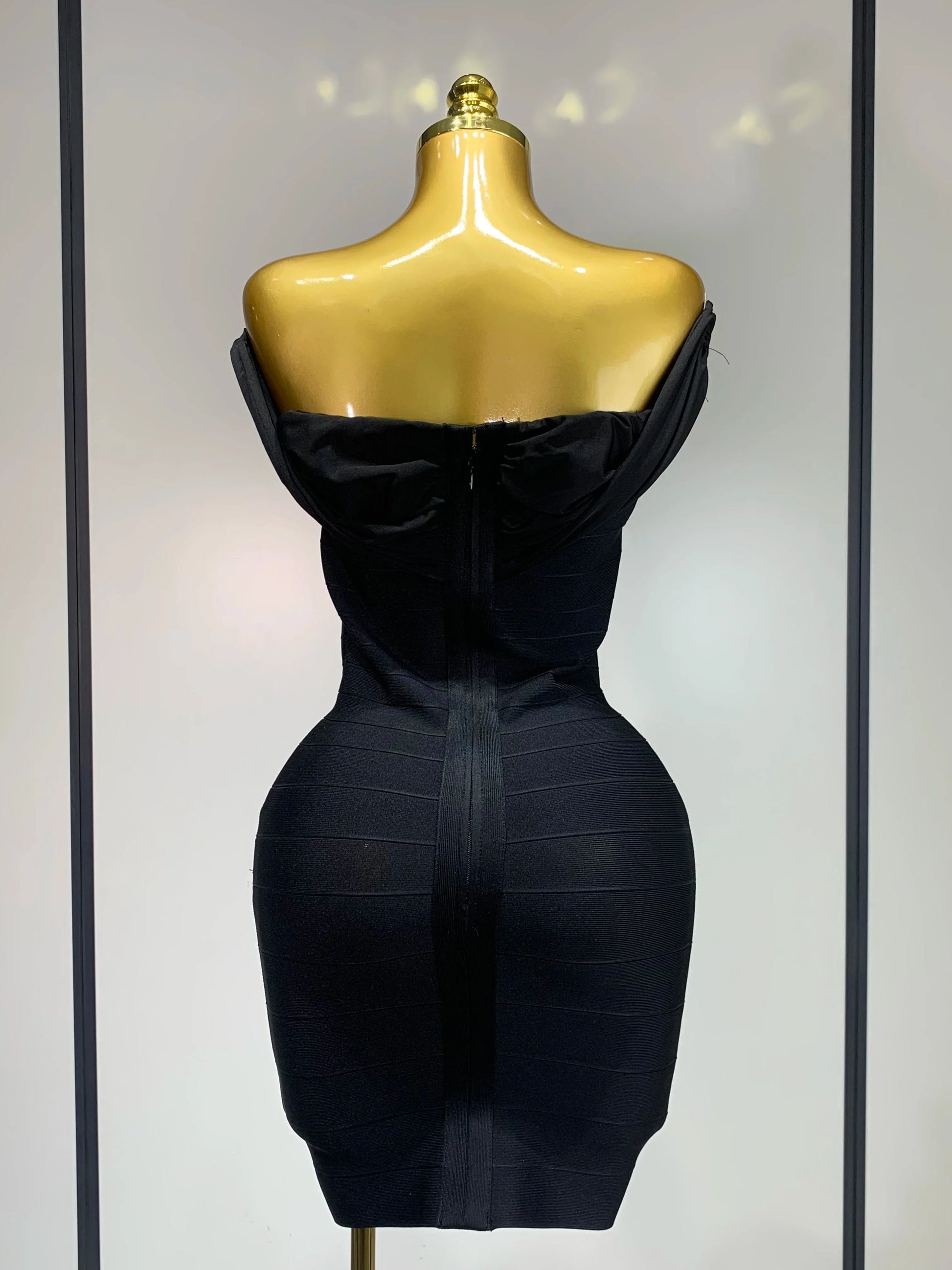 Fashion Sexy Strapless Black Off-shoulder Mini Bodycon Bandade Dress Celebrity Cocktail Party Luxury Birthday Club Dresses