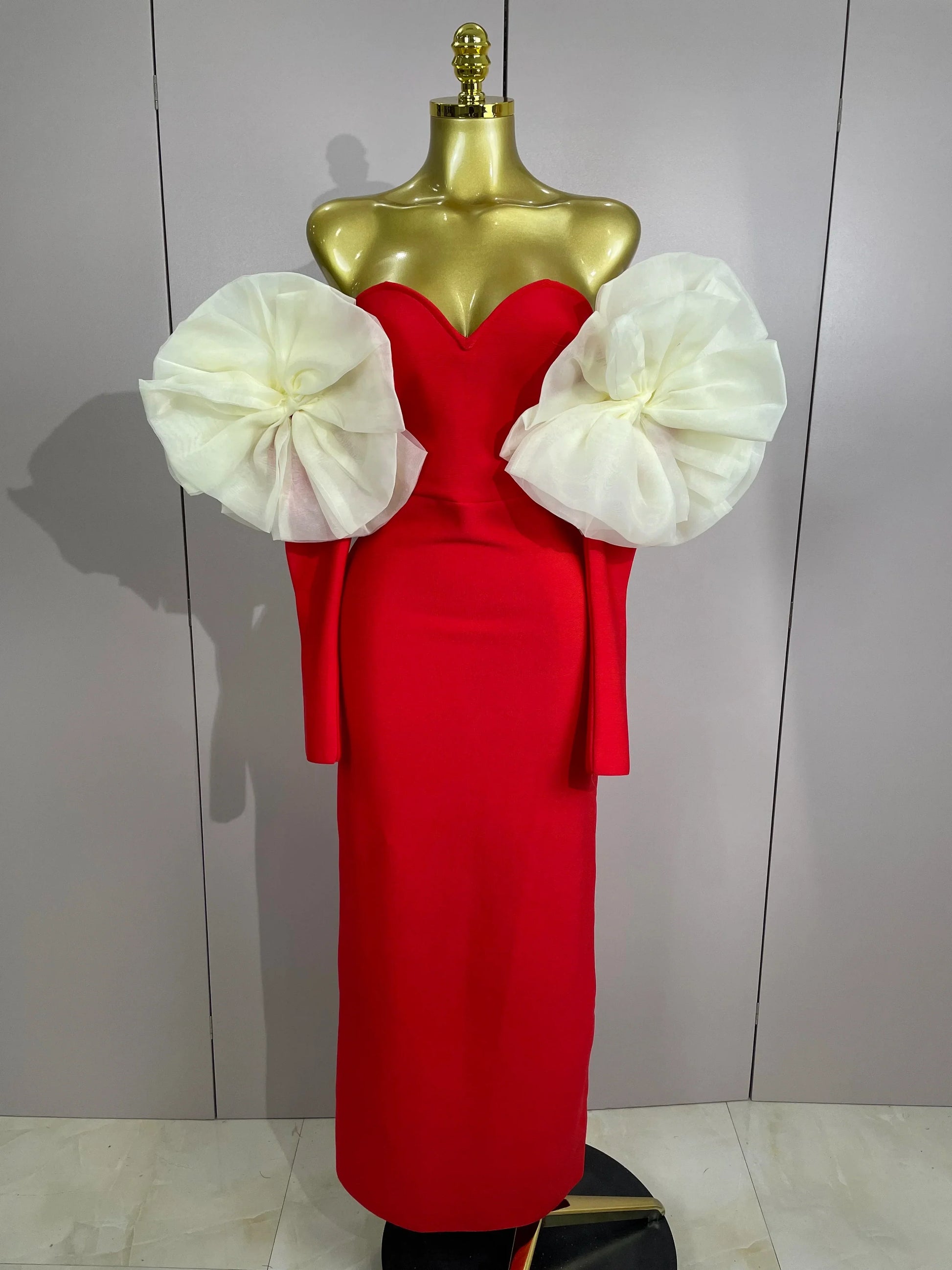 Women Sexy Off Shoulder Red Bodycon Bandage Dress Long Sleeved Celebrity Elegant Backless Dress Luxury Birthday Dresses Red