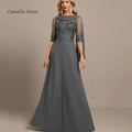 Customized Elegant Chiffon Vintage Dress Formal Occasion Half Sleeves Lace A Line Wedding Party Gowns Mother Dresses For Bride