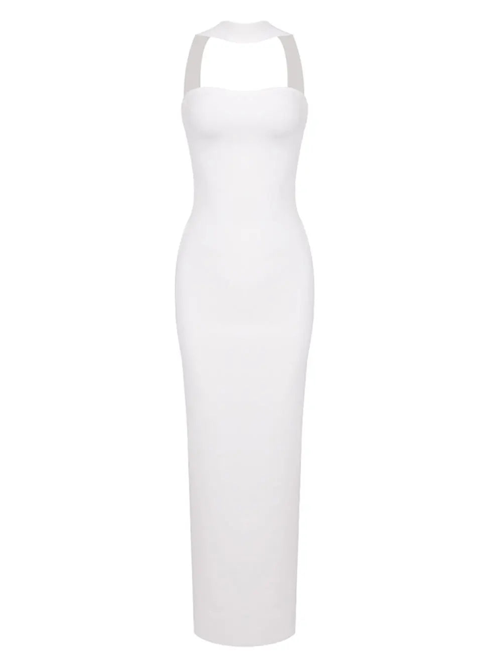 2024 Sexy Women Maxi Dress Fashion Slips Sleeveless Bodycon Off Back Long Bandage Dress Celebrity Cocktail Evening Party Vestido WHITE