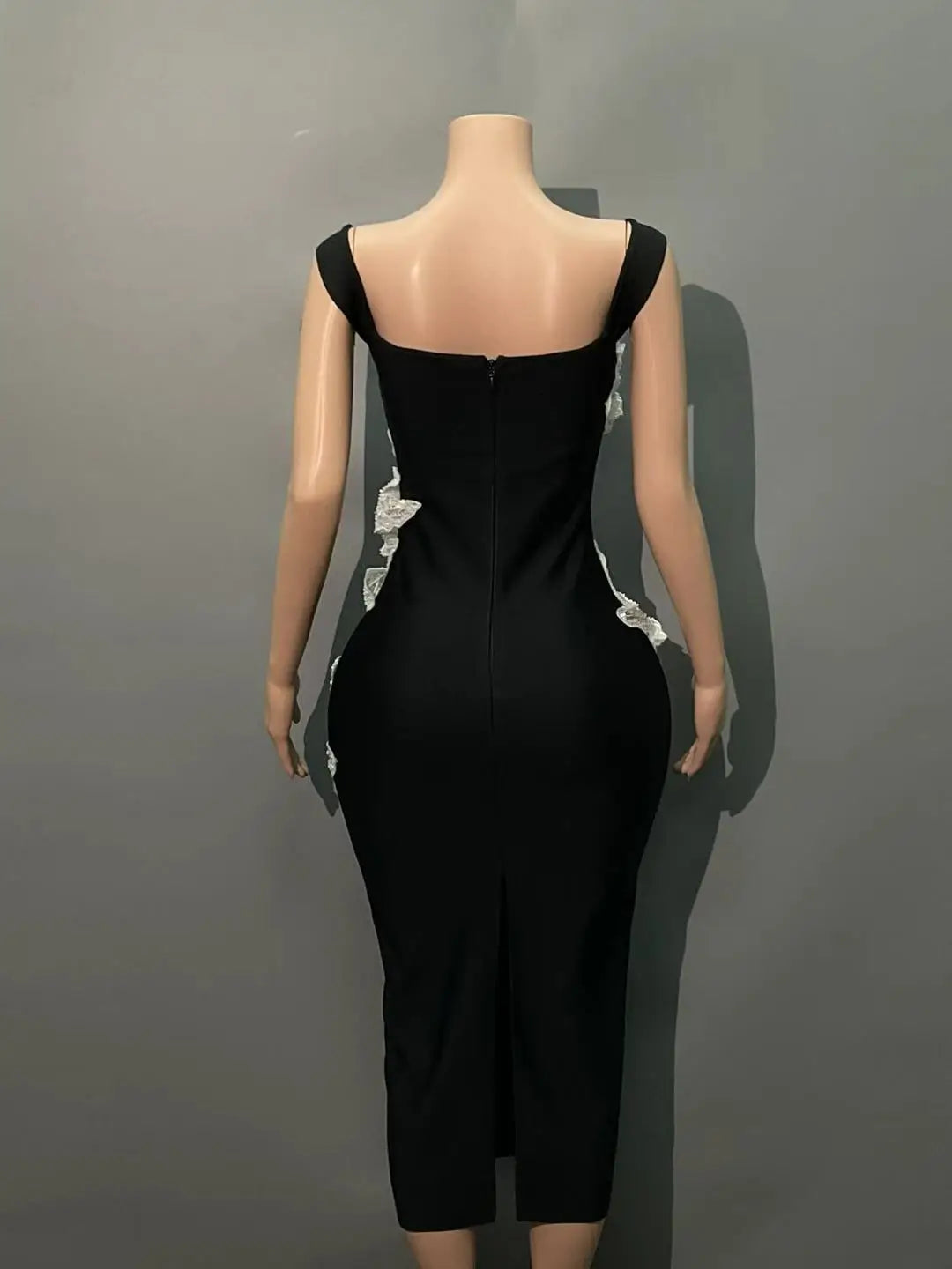 Women Sexy Slah Neck White Florals Bodycon Mid-calf Bandage Dress Fashion Elegant Evening Party Outfit Cocktail Vestido