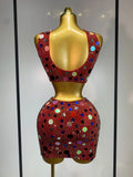 Luxury Rhinestone Sequin Sexy Two Piece Set Fashion Nightclub Sparkly Perform Stage Costume Birthday Dress