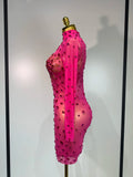 High Quality Sparkly Rhinestone Sexy Bodycon Dress New Fashion Nightclub Stage Outfit Luxury Birthday Party Dresses