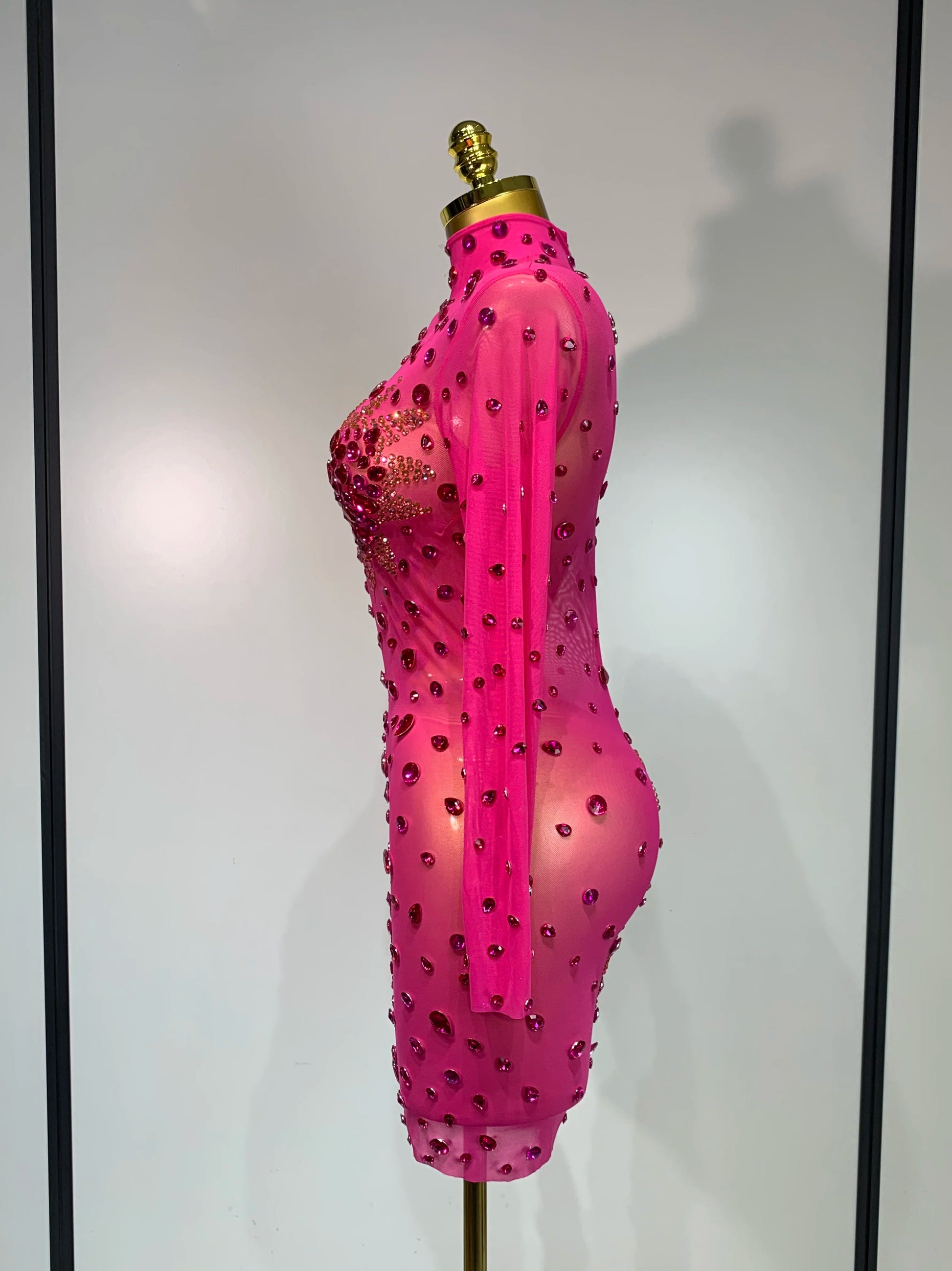High Quality Sparkly Rhinestone Sexy Bodycon Dress New Fashion Nightclub Stage Outfit Luxury Birthday Party Dresses
