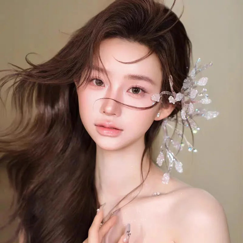 Bridal Jewelry Handmade Hair Pin Clip Silver Color Hairpin For Bride Women Prom Party Dinner Leaf Head Piece Wedding Accessories
