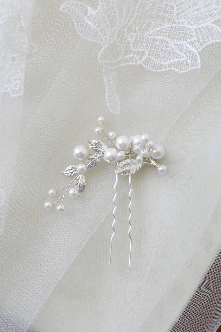 Wedding Accessories Pearl Head Piece Gold Silver Color Hair Pins Clips For Bridesmaids Brides Women Leaf Hairpins Bridal Jewelry