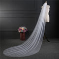 Cut Edge Soft Tulle Cathedral Length Bridal Veil 1 Layer Long Wedding Veil