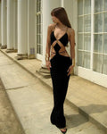 Arrival Sexy Hollow Out Halter Long Bandage Dress Fashion‘s Sexy Woman Package Hips Bodycon Dress Summer Vocation Vestido