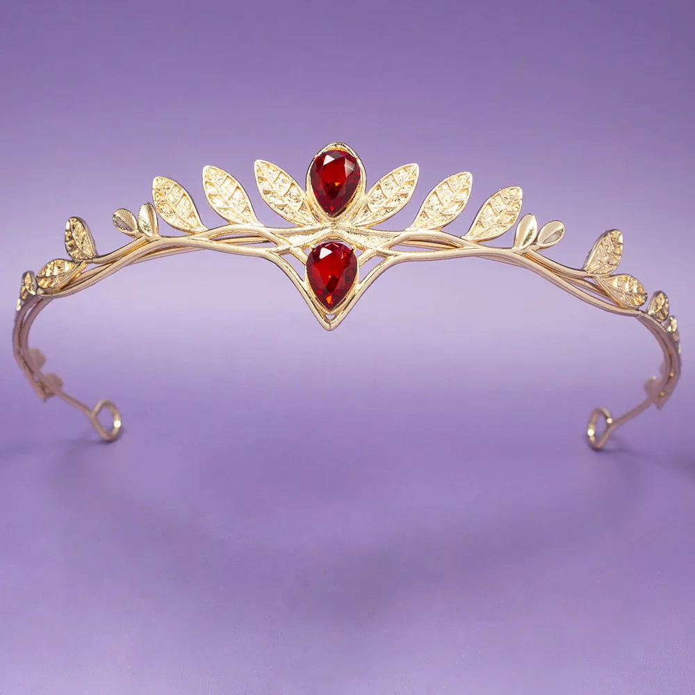 Baroque Vintage Fairy Crowns Tiaras Women Men Rhinestone Leaf Elf Tiara Costume Cosplay Hair Jewelry Crown Headwear Accessories as pic