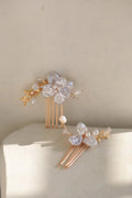 Wedding Accessories Floral Flower Hair Comb Pin Clip Gold Color Head Piece For Brides Bridesmaids Hairpin Bridal Jewelry