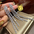 Luxury Long AAA Zircon Bridal Earrings CZ Cubic Zirconia Wedding Earring For Bride Women Accessories Birthday Gift Jewelry clear
