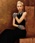 Luxury Diamond Neck Sexy Halter Sleeveless Steath Ankle Lenght Bandage Dress Graceful Woman Party Dress Birthday Party Vestido black