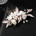 Bridal Hair Jewelry Gold Color Headbands Headpieces Porcelain Flower Hairband Brides Gift Headdress Headwear Wedding Accessories