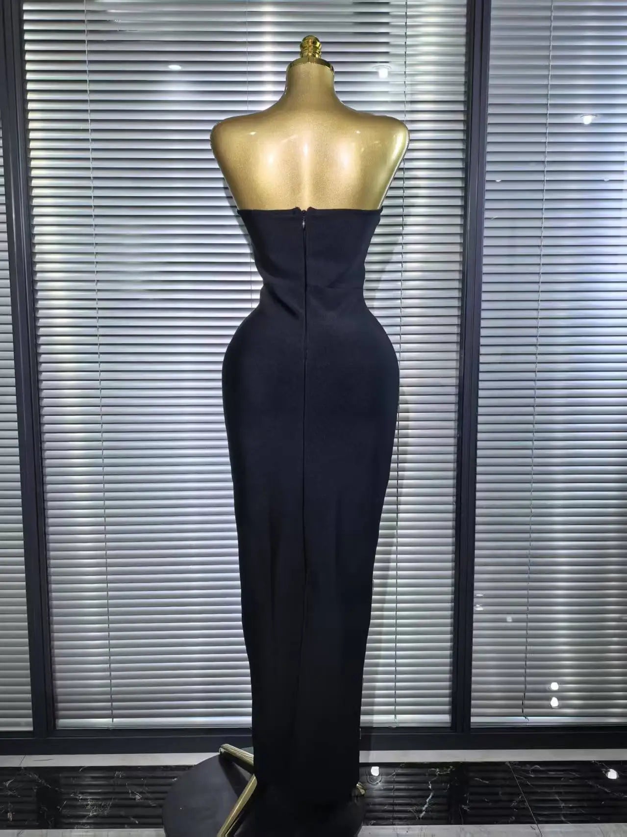 Top Quality Women Sexy Strapless Shinning Crystal Bodycon Long Bandage Dress Elegant Evening Party Cockail Vacation Outfit