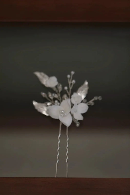 Vintage Gold Silver Color Hair Pin Clip Porcelain Flower Leaf Head Pieces For Brides Hairpins Wedding Accessories Bridal Jewelry
