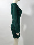 Rhinestone Long Sleeve Sexy Mini Dress For Women Fashion Shawl Collar Bodycon Club Dress Elegant Female Party Clothes