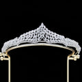 Cubic Zirconia Tiaras and Crowns Zircon Headband For Brides Women Prom Pageant Headpiece Wedding Accessories Bridal Hair Jewelry silver color