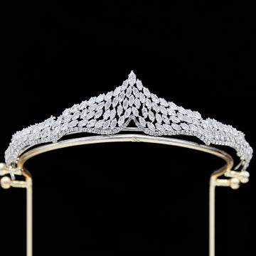 Cubic Zirconia Tiaras and Crowns Zircon Headband For Brides Women Prom Pageant Headpiece Wedding Accessories Bridal Hair Jewelry silver color