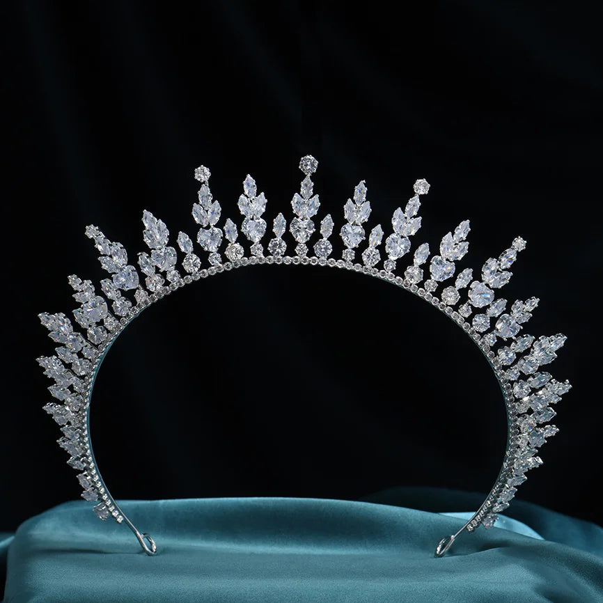 Wedding Hair Accessories AAA Zircon Tiaras and Crowns Zirconia Headpiece For Brides Women Birthday Gifts Headband Bridal Jewelry silver color