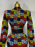 Women Long Sleeve V-Neck Bodycon Jacquard Short Bandage Dress Elegant Evening Luxury Birthday Party Cocktail Outfit