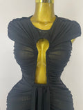 Sexy Sleeveless O-Neck Bodycon Mesh Long Dress Women Hollow Out Celebrate Fashion Show Celebrity Evening Party Club Dress