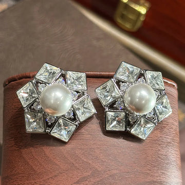 Luxury AAA Zircon Bridal Earrings Pearl CZ Cubic Zirconia Wedding Earring Brides Women Accessories Party Dinner Dress Jewelry a