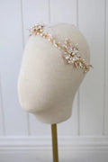 Vintage Gold Color Headband Hairband Flower Leaf Headpiece For Bride Pearl Headwear Wedding Accessories Bridal Hair Jewelry