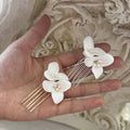 Wedding Accessories Porcelain Flower Hair Comb Clip Freshwater Pearl Hairpins For Brides Bridesmaids Head Pieces Bridal Jewelry