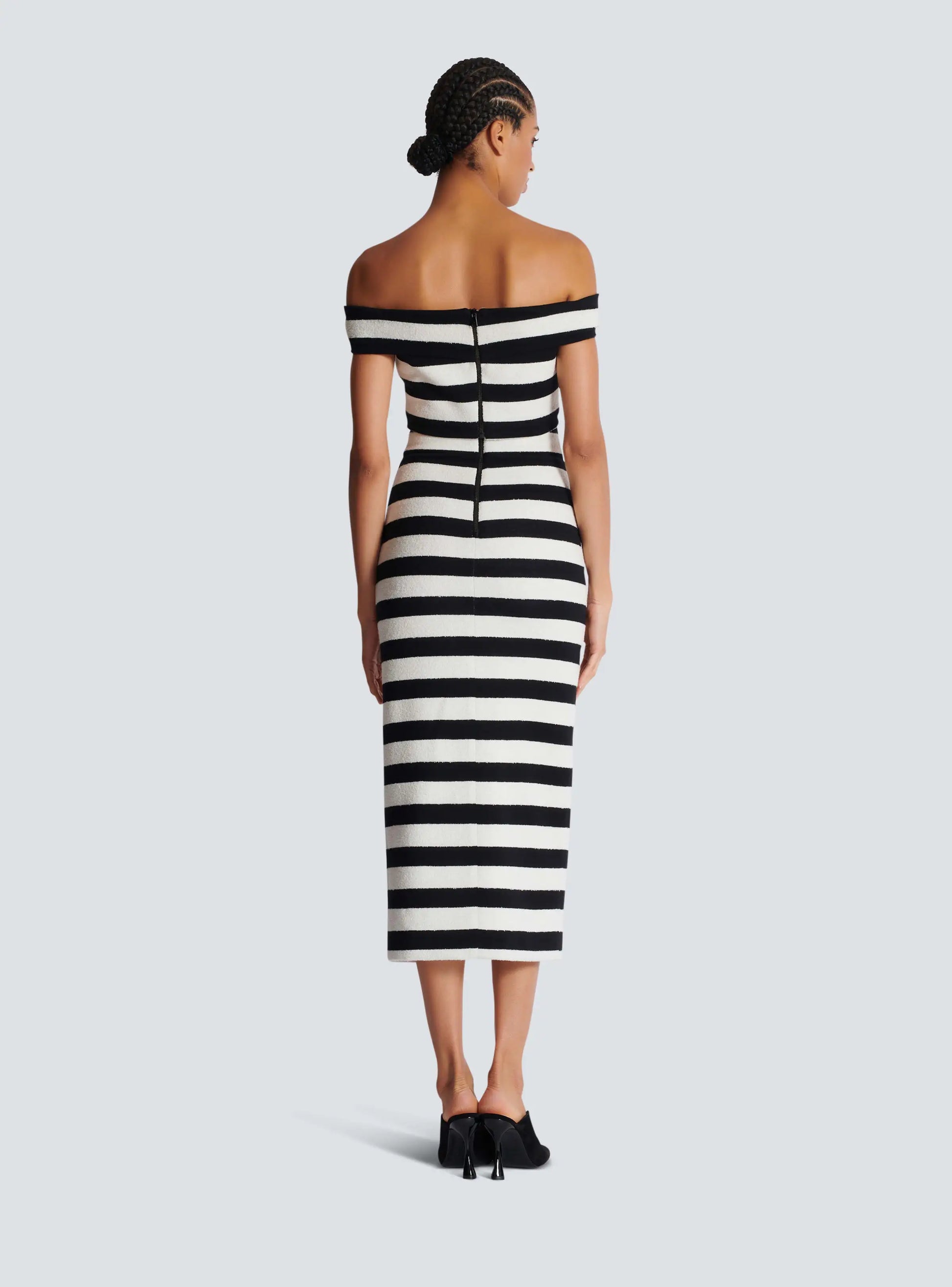 High Quality Women Sexy Slash Neck Striped 2 Pieces Bodycon Bandage Dress 2 Pieces Celebrate Evening Party Cocktail Dress
