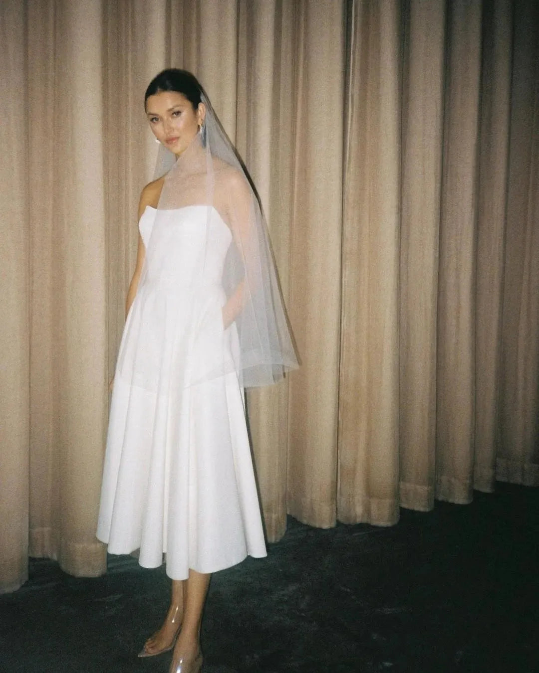 Simple Short Wedding Dress With Veil Minimalist Wedding Simple