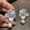 High Quality Pearl Zircon Bridal Earrings Flower CZ Zirconia Wedding Earring For Women Bride Accessories Birthday Gifts Jewelry